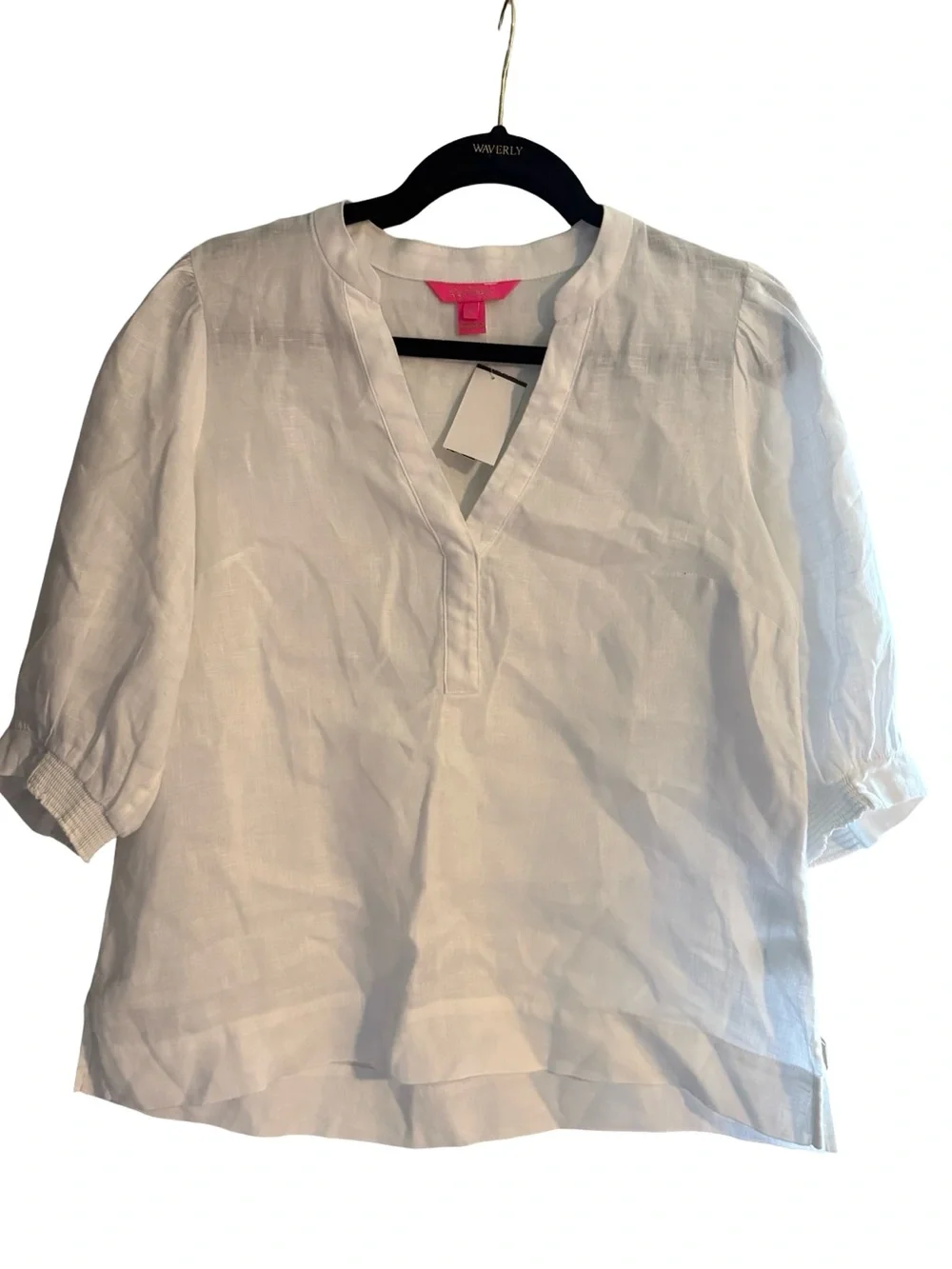 Lilly Pulitzer Mialeigh Linen White Top • Size 4 • NWOT